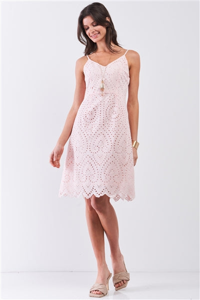 Light Pink Crochet Dress with Bow Shoulder Strap Charmed & Fortunate Light Pink Crochet Dress with Bow Shoulder Strap Charmed & Fortunate