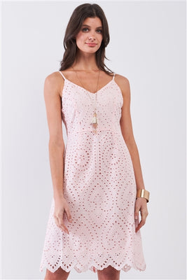 Light Pink Crochet Dress with Bow Shoulder Strap
