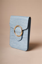 Light Blue Snakeskin Print Crossbody Wallet Bag