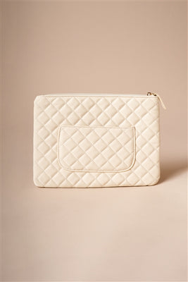 Ivory Quilted Rectangle Pouch Bag