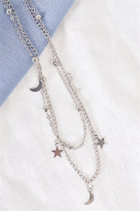 Night Sky Silver Double Choker Necklace