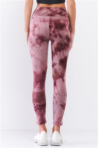 Comfy Plum Pink Tie-Dye Yoga Legging Pants