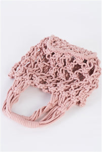 Pink Cotton Net Bucket Bag