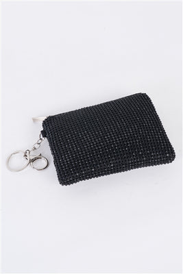 Black Rhinestone Detachable Keychain Hook Mini Bag