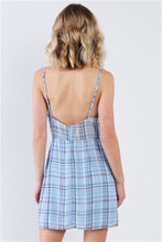 Sky Blue Sheer Multi Strip Open Back Mini Chic Dress