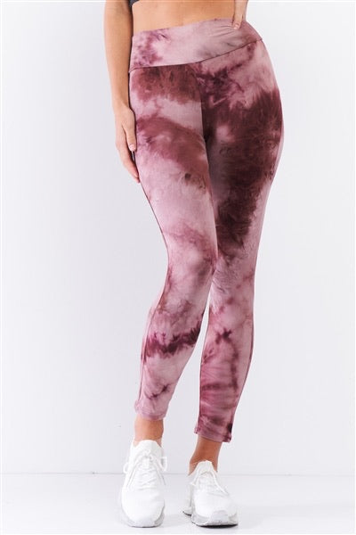 Ombre Pink to White Leggings, Tie Dye Leggings, High Waisted