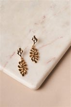 Gold Metal Leaf Drop Earrings