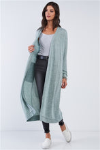 Sage Open Front Long Sleeve Cardigan With Side Pockets