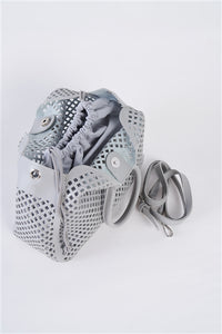 Grey Faux Leather Crossbody Handbag