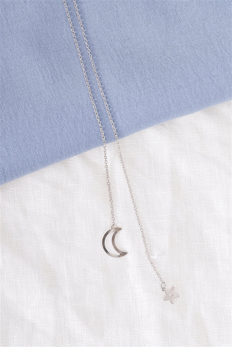 Silver Moon & Star Chain Necklace