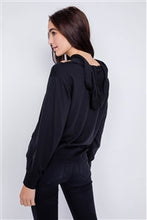 Shoulder Cut Out Hoodie Relaxed Fit Sweater