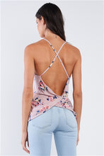 Lavender Multicolor Floral Sleeveless Criss-Cross Strap and Open Back Top