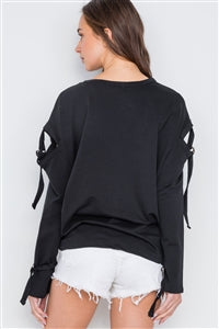 Cut It Out! Black Long-Sleeve Sweater